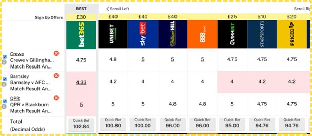 EFL Win & BTTS Treble
