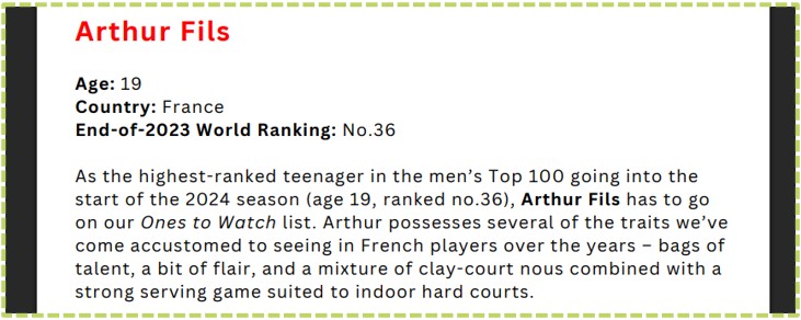 Ones to Watch in 2024 Report - Arthur Fils