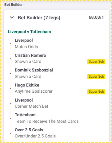 Liverpool v Tottenham - Bet Builder