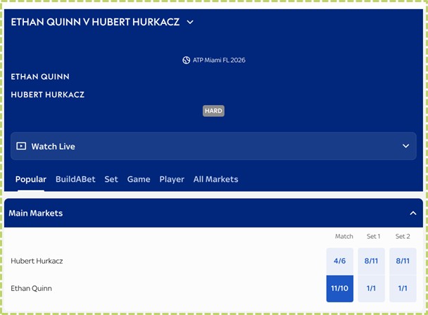 Ethan Quinn v Hubert Hurkacz - Match Winner