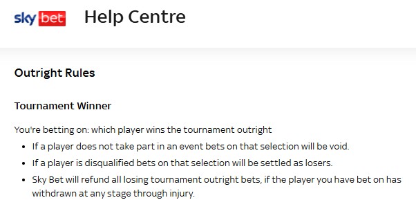 Skybet's Outright Rules Tournament Winner
