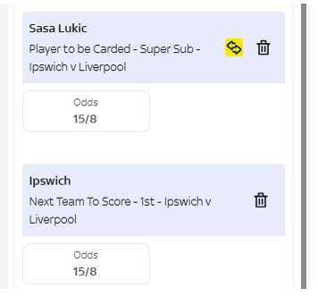Ipswich Town v Liverpool - Skybet Bet Slip